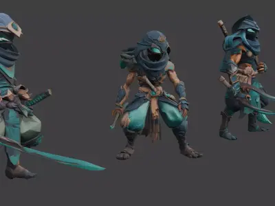 Fantasy Shadow Assassins LowPoly Low-poly 3D model