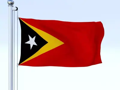 Animated East Timor Flag Low-poly 3D model