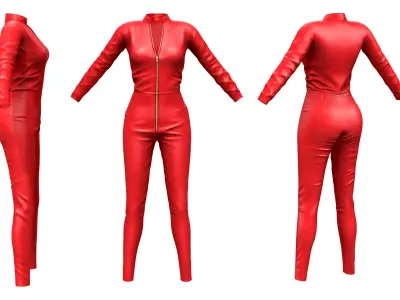 Red Leather Jumpsuit Low-poly 3D model