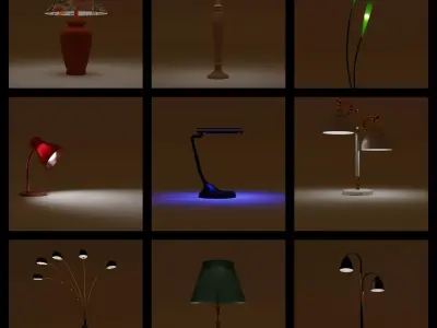 Interior Lamps - high poly Free 3D model