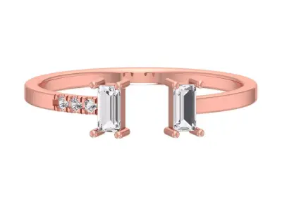 Open End Light Weight Baguette stone Band Ring 3D print model
