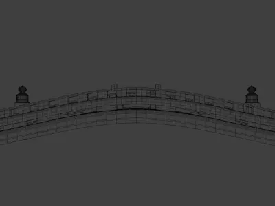 Japanese bridge Low-poly 3D model 2