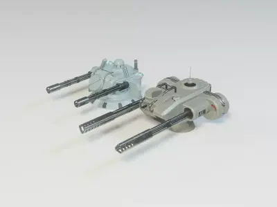 Sci Fi Turrets Low Poly Game Ready 3D model Pack Low-poly 3D model