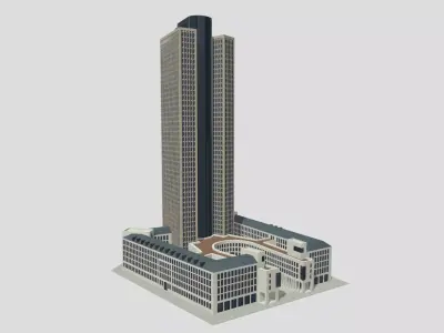 Tower 185 Skyscraper Low Poly PBR Realistic 8K Textures Low-poly 3D model