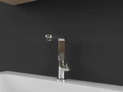 Sinea modern bathroom vanity with wooden cabinets 3D model