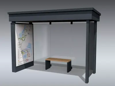 Bus Stop Shelter Low-poly 3D model