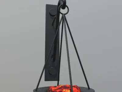 Torch scale hanging on wall Low-poly 3D model