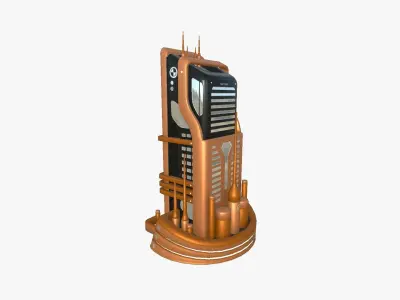 SciFi Building A04 Orange - Sci Fi Exterior Design Low-poly 3D model