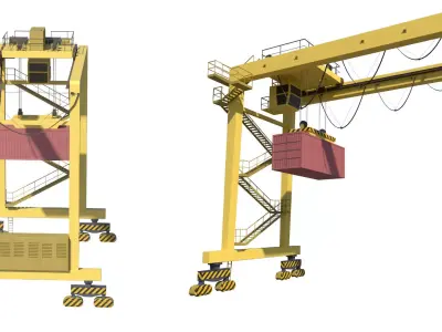 Container RTG Gantry seaport crane 3D model