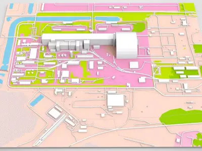 Cityscape Chornobyl nuclear power plant in Ukraine 3D model