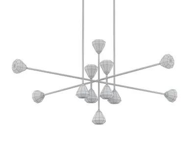 Apollo modern chandelier with five glass balls hanging from m... 3D model