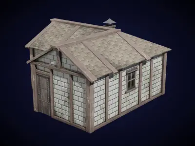 Medieval House Low-poly 3D model 25