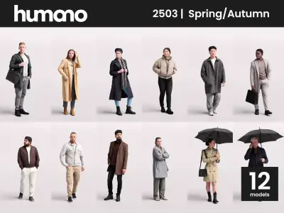 Humano 12-Collection 2503 - SPRING- AUTUMN -12 x 3D models  3D model
