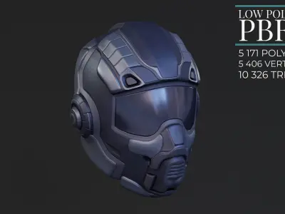 Sci-fi Helmet Low Poly PBR Low-poly 3D model