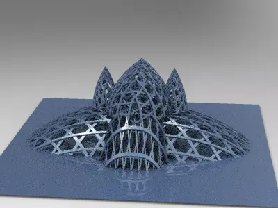 Brutalist modern weaved temple 3D model