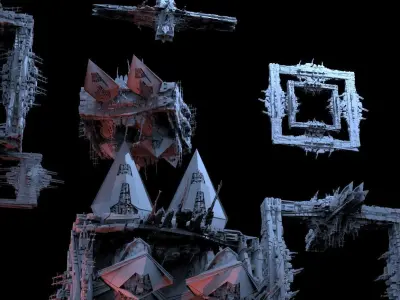 Grand Sci-Fi Cube Structures Kit bash  3D model