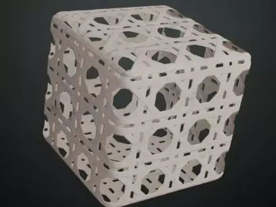 White Painted Octagonal Rattan Cane Weave PBR Texture