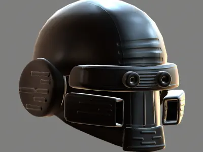 Gas mask helmet 3d model scifi Low-poly  Low-poly 3D model