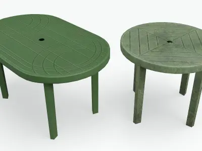 Garden Plastic Table Green - 3 Versions Low-poly 3D model