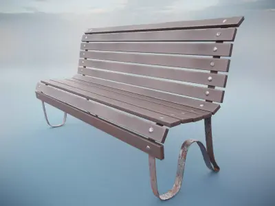 Bench Low-poly 3D model 2