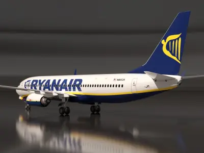  Ryanair Boeing 737 with Cockpit and Cabin Detail Rigged 