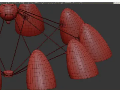 JLYLITE 10 Light Sputnik Chandelier Black Low-poly 3D model