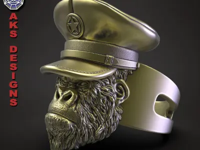 Animal ring jewelry Army captain guerilla v150 3D print model