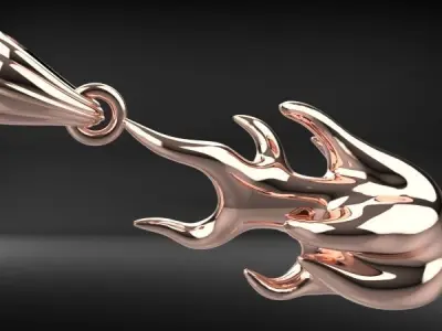Fire Flame Charm Flamming Necklace Pendant Jewelry  3D print model