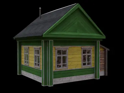 Russian village house Low-poly 3D model