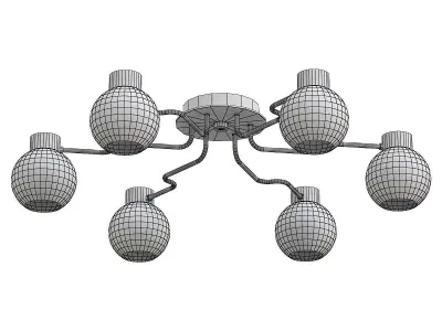 otto-cl121161 six light brass ceiling fixture with glass globes 3D model