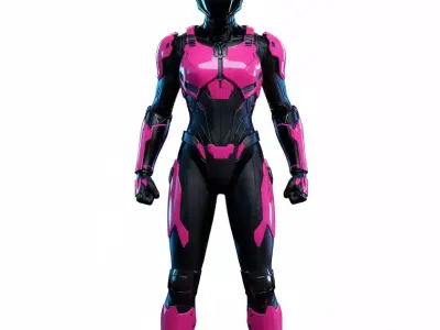 The Neon Vanguard Cyber-Pink Suit 3D Model Low-poly 3D model