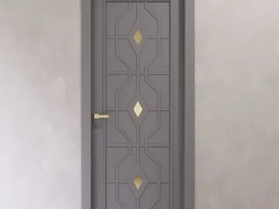 Art Deco style interior door with golden inserts 3D model