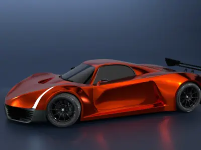 High Performance Sports Car 3D Model  Blender Shaded Low-poly 3D model