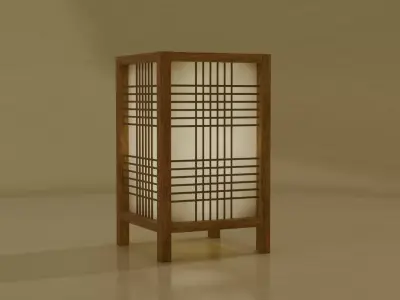 Bamboo Woven Japanese Table Lamp Low-poly 3D model