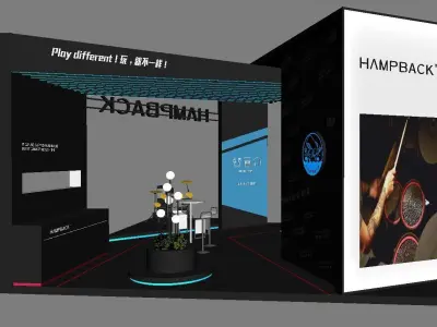 Creative technology line musical instrument booth 3D model