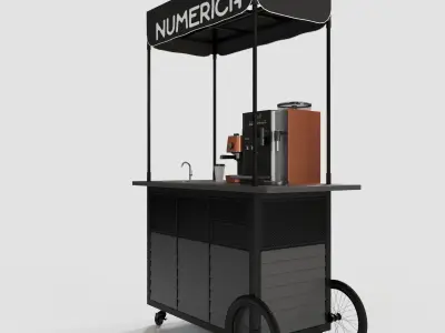 COFFE STAND 001 Low-poly 3D model