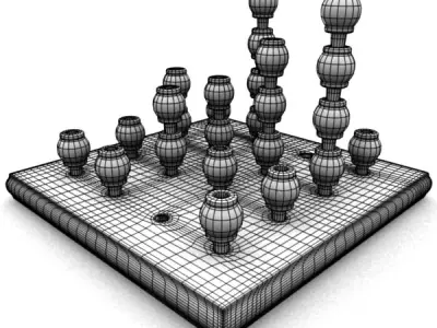 Gomoku 3D wooden chess board 3D model