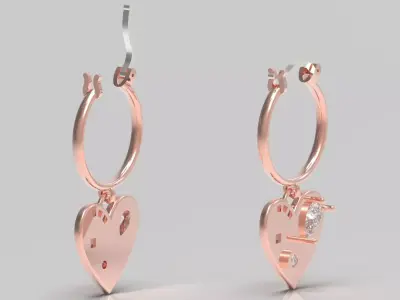 heart-shaped hoop stl 3dm earring model je0129 3D print model