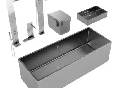 Dark Bathroom Fixtures 3D model