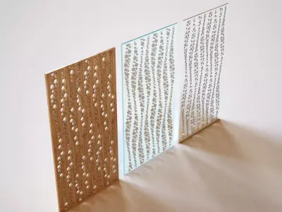 Partition three wooden panels 3D model