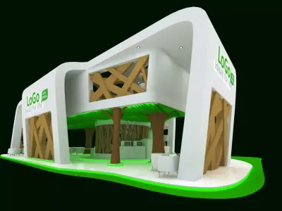 Coffee house exhibition tradeshow booth Low-poly 3D model