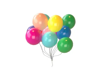 Bunch of Balloons v1 001 Low-poly 3D model