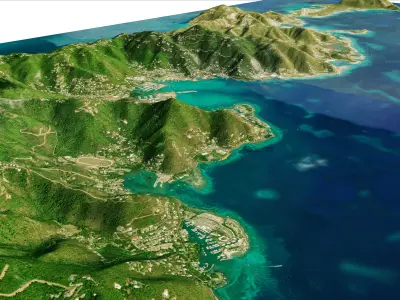 Tortola island Full 3D model terrain 3D model