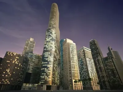 Night Skyscrapers Collection 3D model