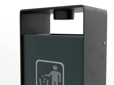 Metal Street Trash Bin 4K PBR Game Ready UV Unwrapped vol 03 Low-poly 3D model