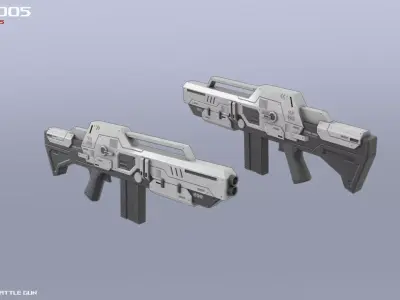 Scifi Battle gun Low-poly 3D model
