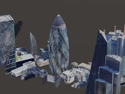The Gherkin London Low-poly 3D model