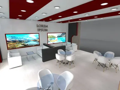 3D Exhibition Booth Stand Stall 16x7m Height 500 cm 3 Side Open 3D model