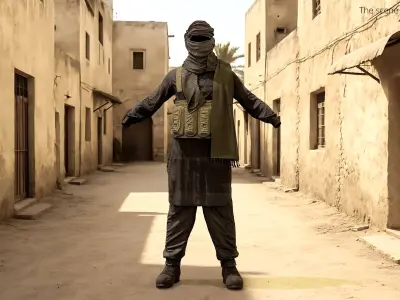  Arab Terrorist Clothing Set with Face Cover Black 