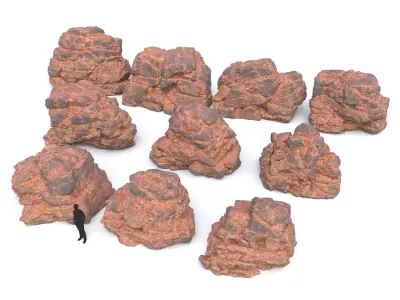 High poly Black Yellow Desert Rock  A 211119 3D model